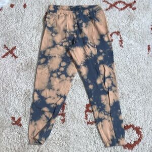 NWOT- Lacausa- Sz Large- Blue and Tan Tie Dye Sweatpants- Cotton